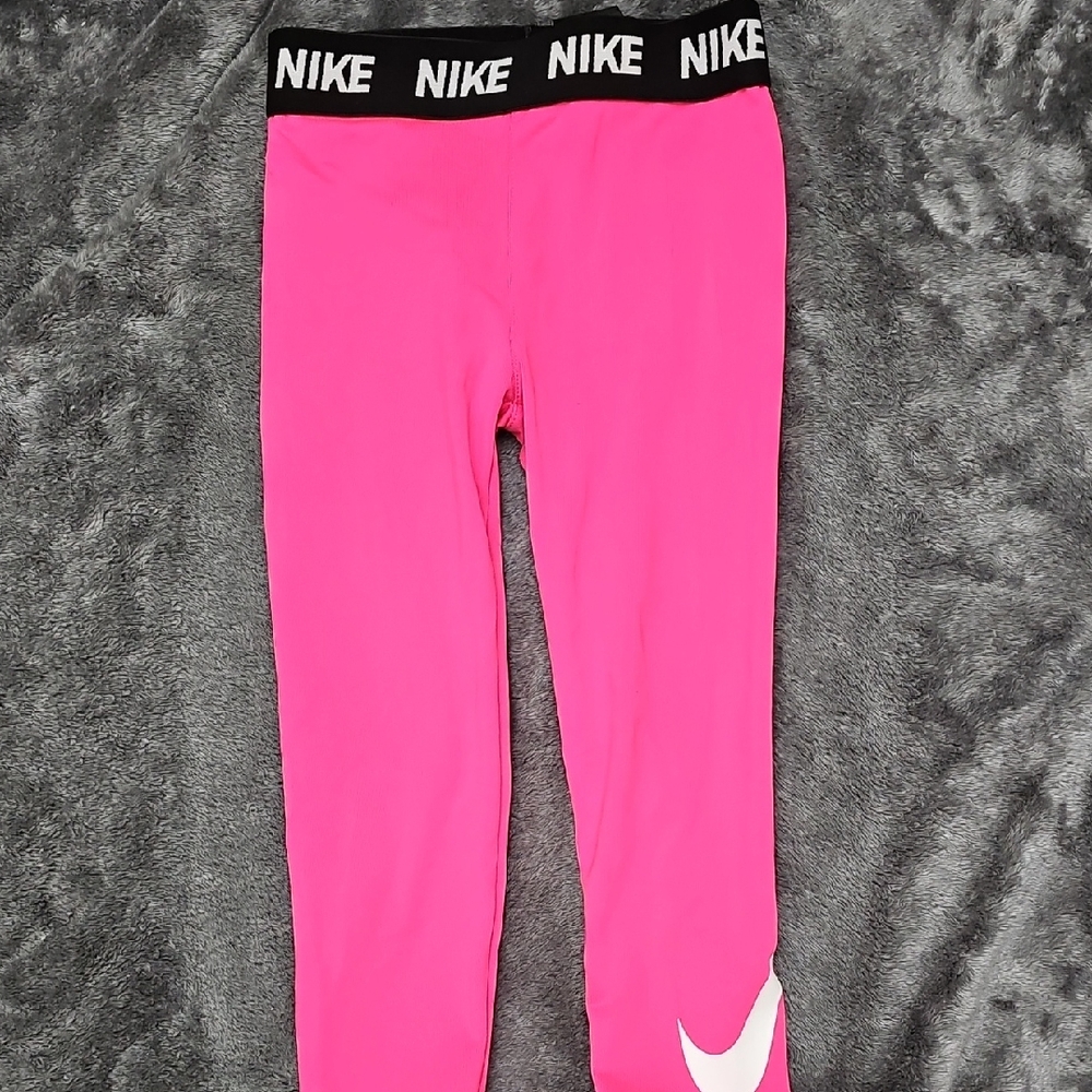 Nike Kids Bright Pink Leggings with Black Waistband